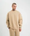 Uzun Kol Bisiklet Yaka Basic SweatShirt - Bej