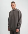 Uzun Kol Bisiklet Yaka Basic SweatShirt - Füme