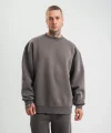 Uzun Kol Bisiklet Yaka Basic SweatShirt - Füme