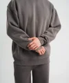 Uzun Kol Bisiklet Yaka Basic SweatShirt - Füme