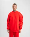 Uzun Kol Bisiklet Yaka Basic SweatShirt - Kırmızı