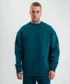 Uzun Kol Bisiklet Yaka Basic SweatShirt - Koyu Deniz Yeşili