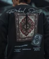 Uzun Kol Bisiklet Yaka Baskılı SweatShirt - Siyah