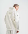 Uzun Kol Kapşonlu Ara Biyeli SweatShirt - Beyaz