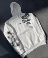 Uzun Kol Kapşonlu Baskılı SweatShirt - Beyaz