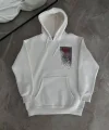 Uzun Kol Kapşonlu Ön Ve Arka Baskılı SweatShirt - Beyaz