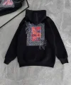 Uzun Kol Kapşonlu Ön Ve Arka Baskılı SweatShirt - Siyah