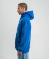 Uzun Kol Kapşonlu Yıkamalı Baskılı SweatShirt - Mavi