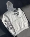 Uzun Kol Kapüşonlu Baskılı SweatShirt - Beyaz