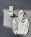 Uzun Kol Kapüşonlu Baskılı SweatShirt - Beyaz