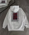 Uzun Kol Kapüşonlu Ön Ve Arka Baskılı SweatShirt - Beyaz
