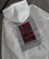 Uzun Kol Kapüşonlu Ön Ve Arka Baskılı SweatShirt - Beyaz