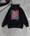 Uzun Kol Kapüşonlu Ön Ve Arka Baskılı SweatShirt - Siyah