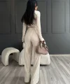 Uzun Kollu Badi ve Pantolon İkili Takım - Bej