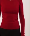 Uzun Kollu Basic Bordo Bluz