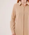 Uzun Kollu Camel Tunik Gömlek Elbise