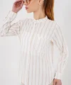 Uzun Kollu Çizgili Gömlek 20283 - Bej