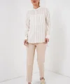 Uzun Kollu Çizgili Gömlek 20283 - Bej