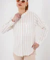 Uzun Kollu Çizgili Gömlek 20283 - Bej