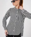 Uzun Kollu Çizgili Gömlek 20283 - Beyaz