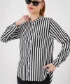 Uzun Kollu Çizgili Gömlek 20283 - Beyaz