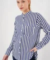 Uzun Kollu Çizgili Gömlek 20283 - Lacivert