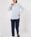 Uzun Kollu Çizgili Gömlek 20283 - Mavi