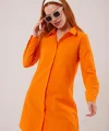 Uzun Kollu Koyu Turuncu Tunik Gömlek Elbise