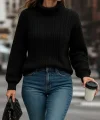 Uzun Kollu Yarı Balıkçı Yaka Triko Bluz
