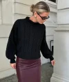 Uzun Kollu Yarı Balıkçı Yaka Triko Bluz