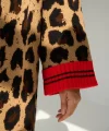 Uzun Leopar Hırka - Camel-Kırmızı