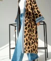 Uzun Leopar Hırka  CamelMavi