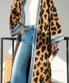Uzun Leopar Hırka  CamelMavi