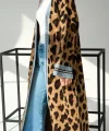 Uzun Leopar Hırka  CamelMavi