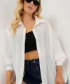 Uzun Oversize Gömlek 20320 - Beyaz