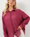 Uzun Oversize Gömlek 20320 - Bordo