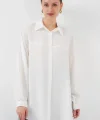Uzun Oversize Gömlek 5965 - Beyaz