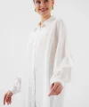 Uzun Oversize Gömlek 5965 - Beyaz