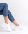 VALENCIA Bağcıksız Cırt Cırtlı Ortopedik Taban Kadın Sneaker Spor Ayakkabı CBT - Beyaz