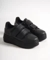 VALENCIA Bağcıksız Cırt Cırtlı Ortopedik Taban Kadın Sneaker Spor Ayakkabı CST - Siyah