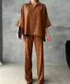 VARAKLI BLUZ PANTOLON TAKIM - Kahverengi