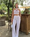 Vesna Keten Çizgili Crop Takım 9806-0025