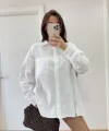Yakalı Yandan Yırtmaçlı Gömlek - Beyaz