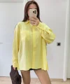 Yakalı Yandan Yırtmaçlı Gömlek - Sarı