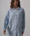 Yan Büzmeli Tunik Gömlek - Bebe Mavisi