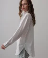 Yan Büzmeli Tunik Gömlek - Beyaz