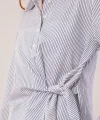 Yandan Bağlama Detaylı Çizgili Beyaz Gömlek