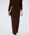 Yandan Bağlamalı Etekli Takım  Acı Kahve