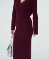 Yandan Bağlamalı Etekli Takım  Bordo