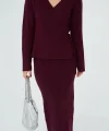 Yandan Bağlamalı Etekli Takım  Bordo